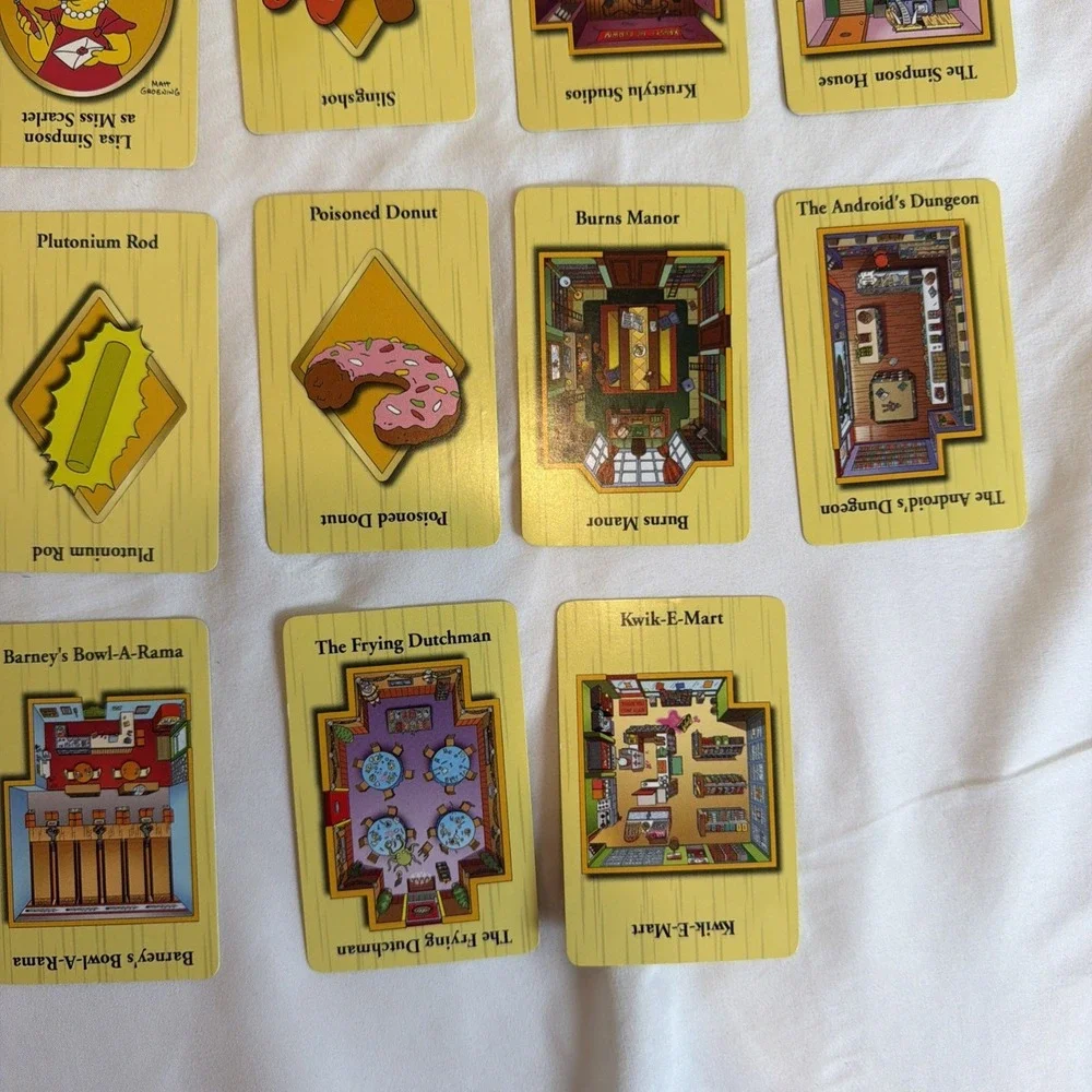 Clue‎ The Simpsons 21 Suspect Weapons and Location Cards Replacement Parts 2000